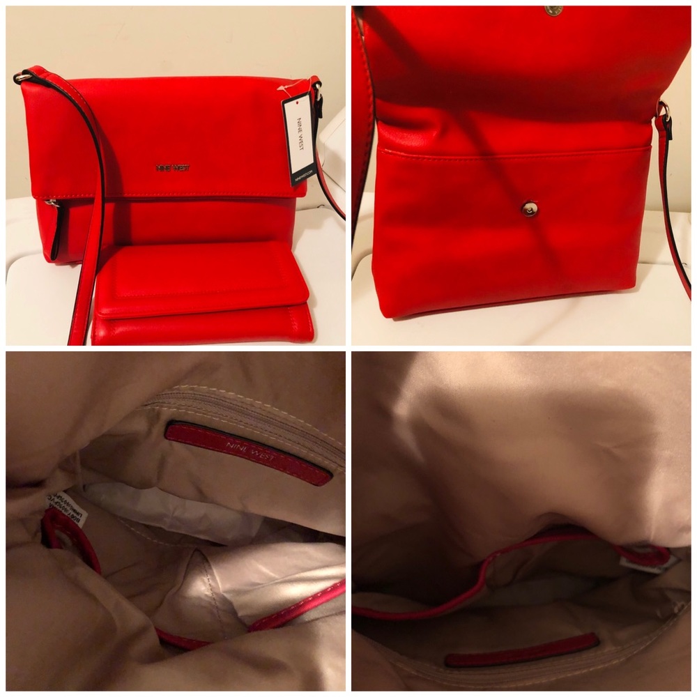 New Red Nine West Extended Crossbody Purse
